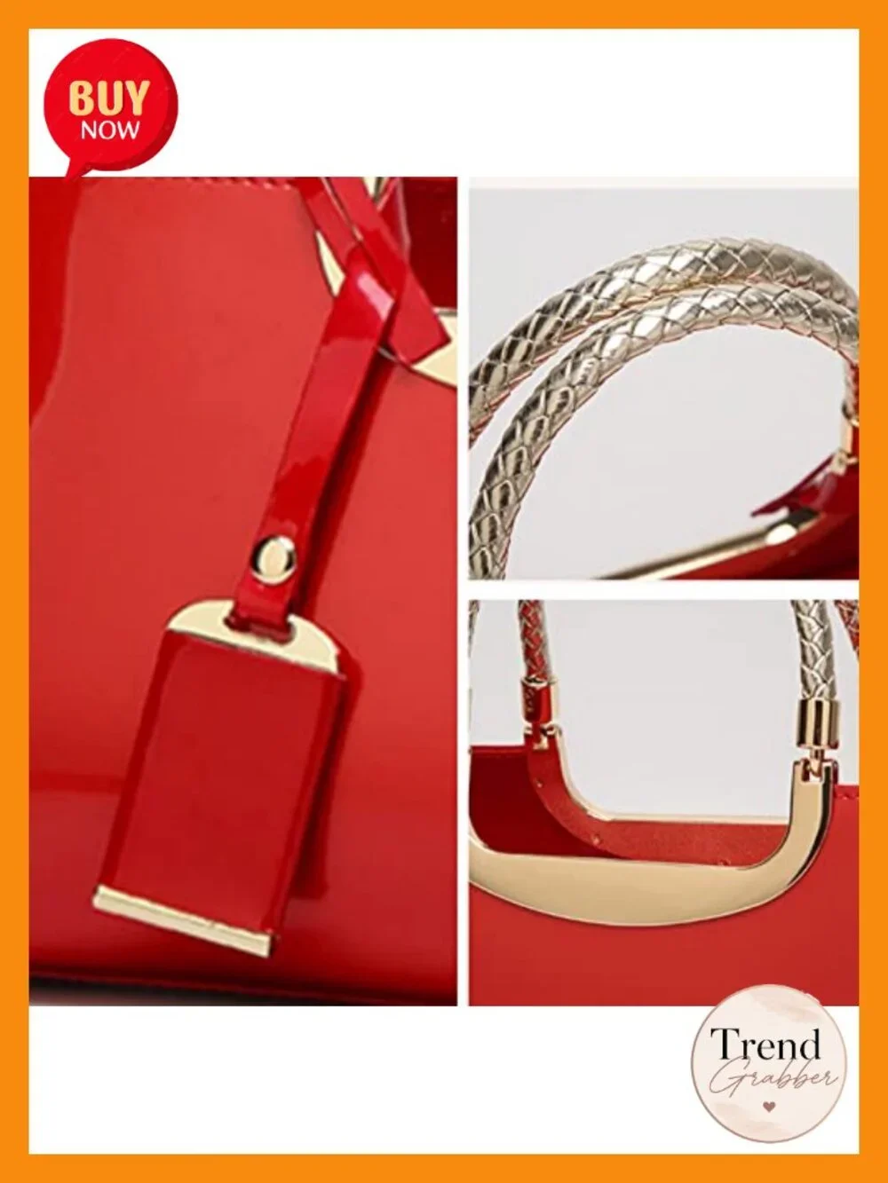Patent Leather Structured Shoulder Satchel Handbag Crossbody Evening Party Bag